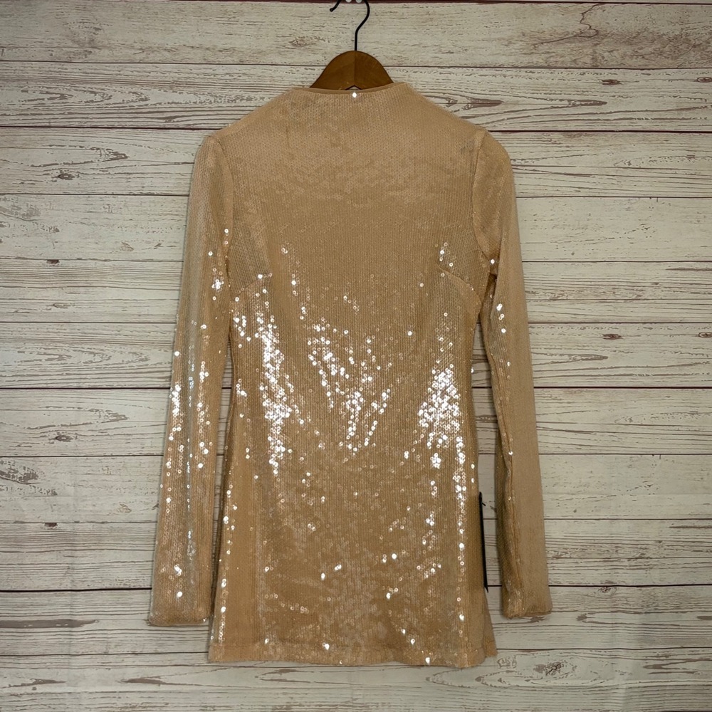 Lulus Sequin Long Sleeve High Neck Mini Dress Bodycon Party Cocktail NWT Small